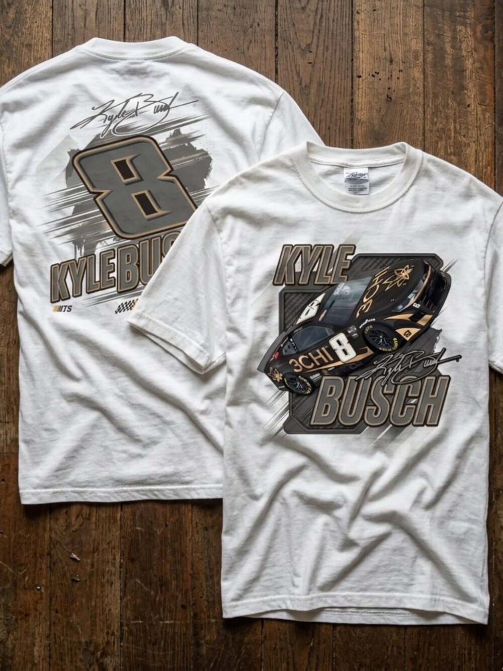 Kyle Busch #8 NASCAR Racing Double Sided Graphic Tee Vintage Motorsports